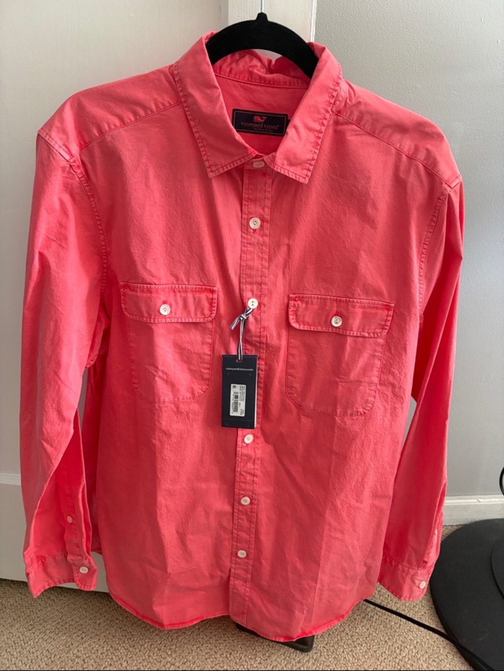 Vineyard Vines Men’s Button-Down Shirt in Coral Pink